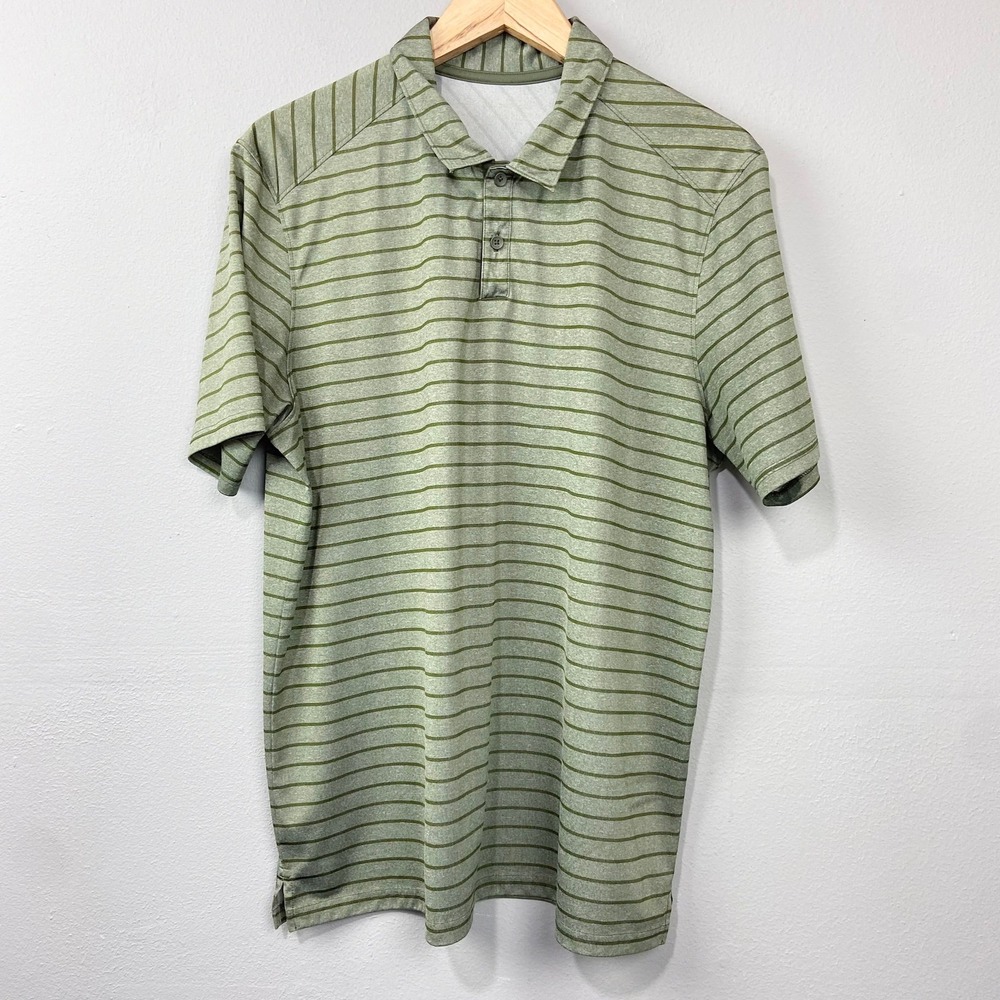 Oakley‎ Mens Golf Polo Shirt Size XL Striped Green Short Sleeve Performance Top